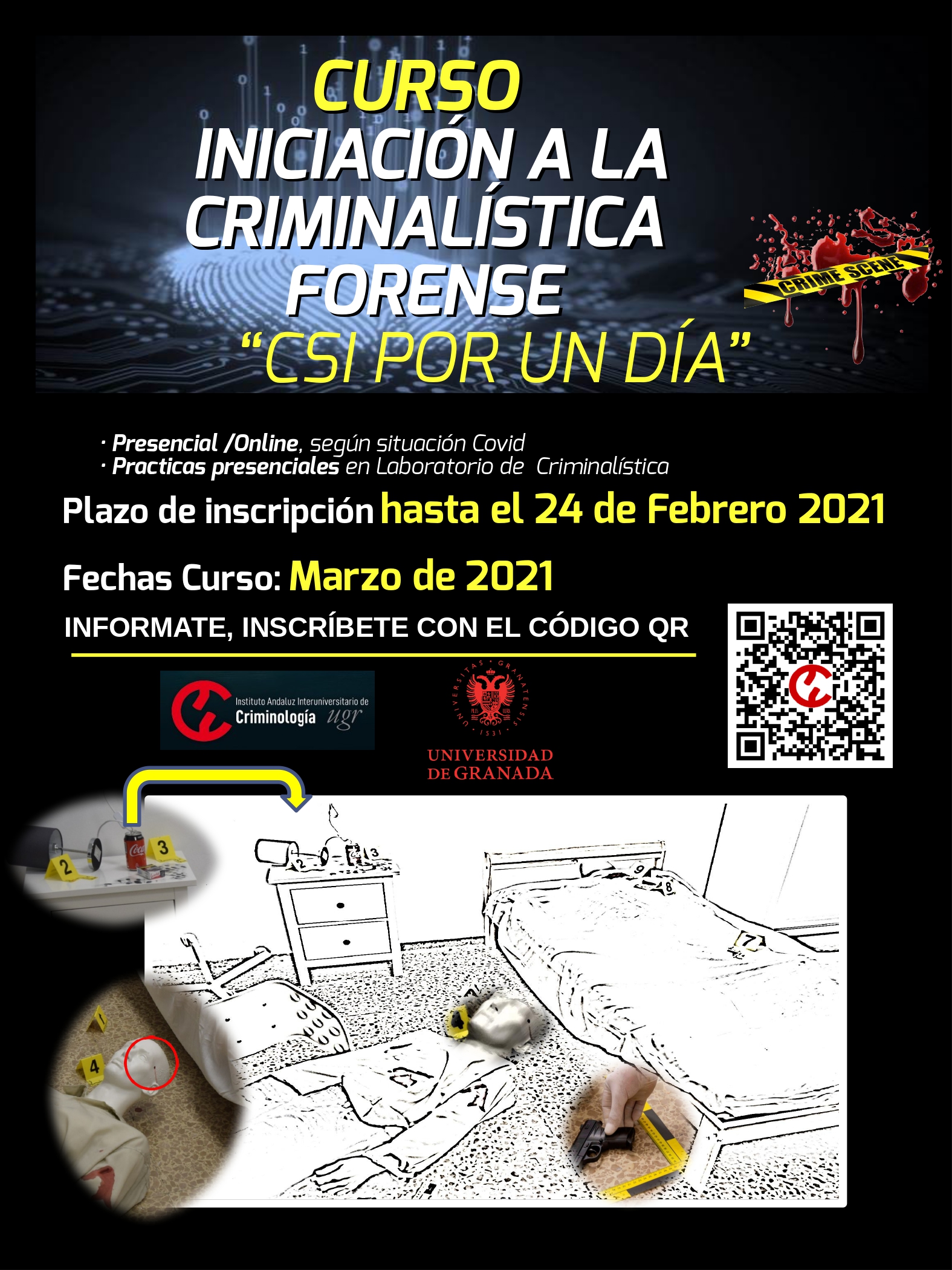 Cartel del curso de iniciación a la Criminalística Forense "CSI POR UN DÍA"