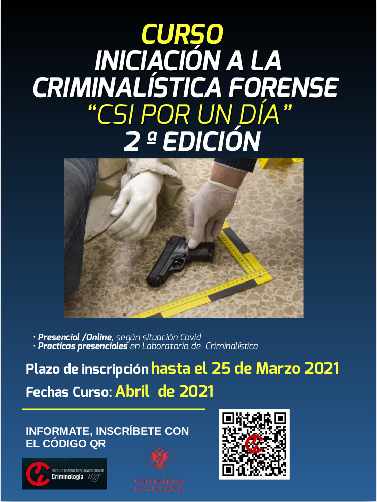 Cartel con datos del curso y una fotografía en la que se ve una prueba